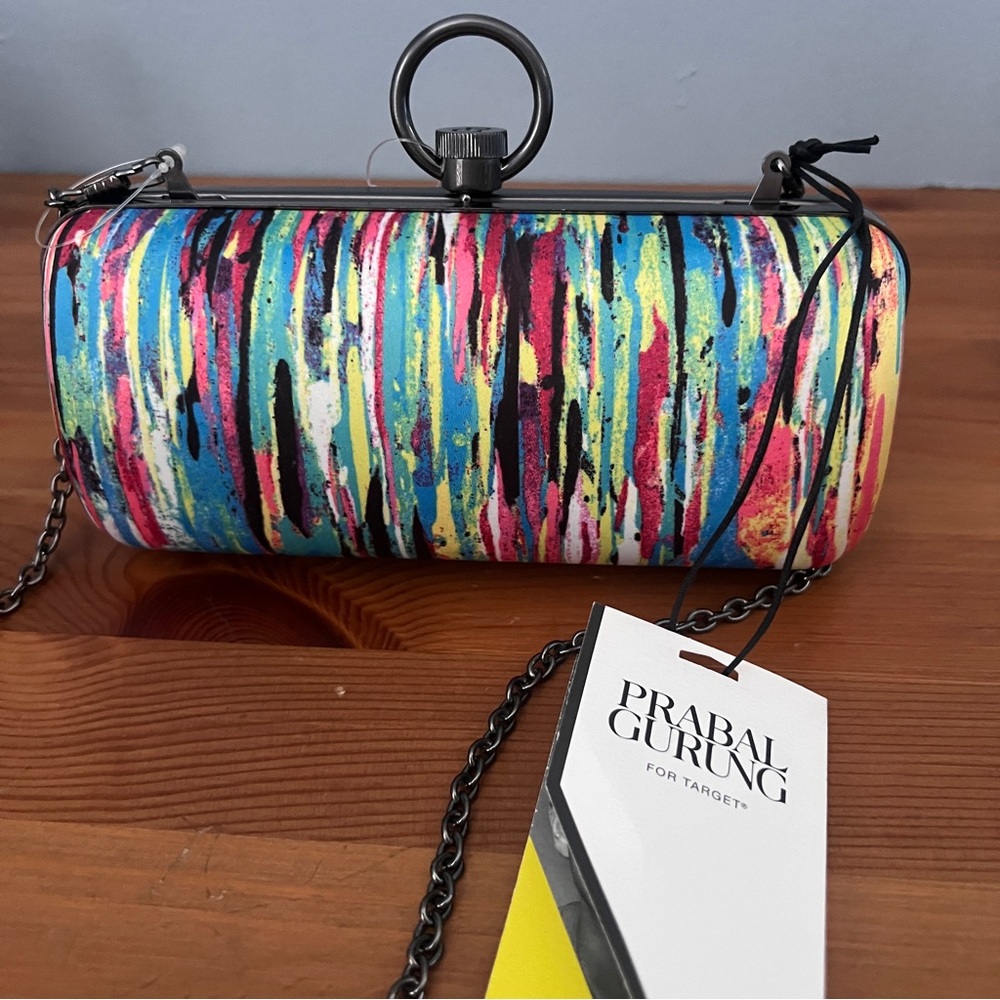Prabal Gurung Colorful Striped Metal Clutch/ Bag - NWT - Picture 5 of 12